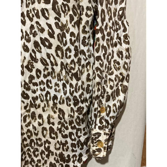 Anthropologie Women Pilcro Button Shirt Multicolor Leopard Floral Long Sleeve M - Picture 5 of 11